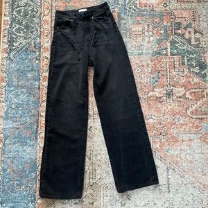 H&M straight leg high rise black denim jeans
